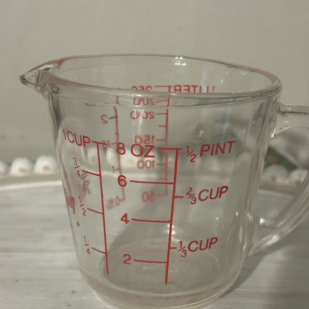 Fire King Clear Glass Measuring Cup with Red Markings